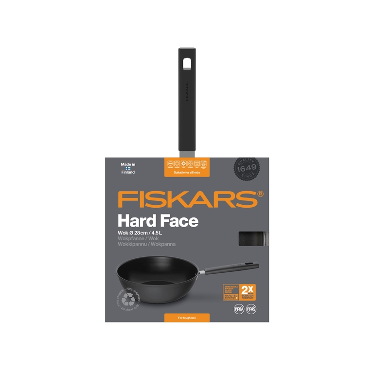 Wok pánev FISKARS Hard Face, 28 cm, 4,5l 4