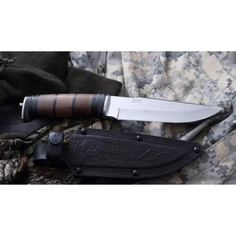 Lovecký nůž Kizlyar Š-5 - dřevo + kůže