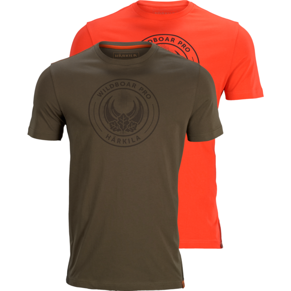 Pánské dvou-balení triček Härkila Wildboar Pro S/S – Willow Green, Orange - limitovaná edice