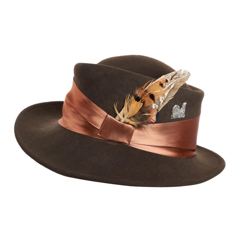 Dámský slavnostní lovecký klobouk TETRAO - s hnědou stuhou hnědý