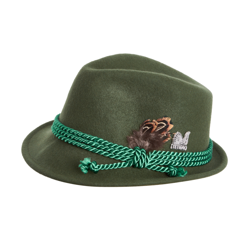 Dětský myslivecký klobouk TETRAO - tři zelené šňůrky zelený