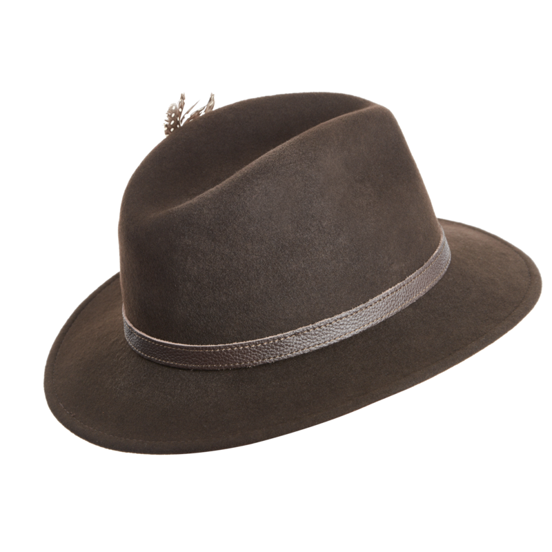 Lovecký klobouk TETRAO - s hnědým páskem a pírkem hnědý 1