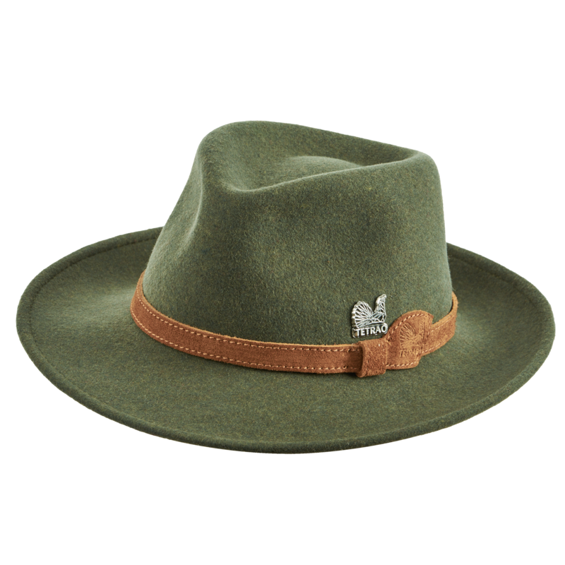 Lovecký klobouk TETRAO - s řemínkem ze světlé kůže zelený