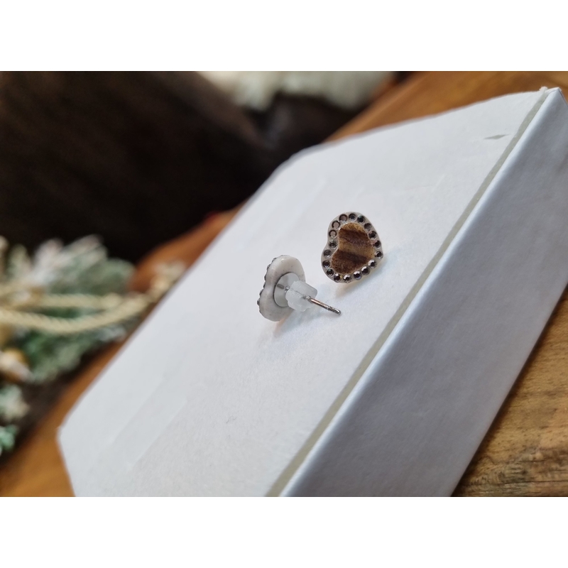 Set loveckých šperků z paroží TETRAO - náhrdelník + náušnice srdíčko 2