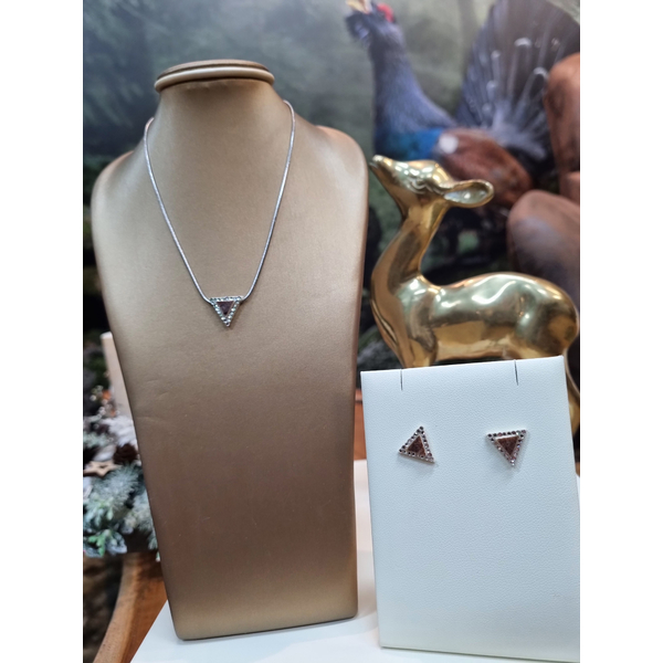 Set loveckých šperků z paroží TETRAO - náhrdelník + náušnice trojúhelník 1