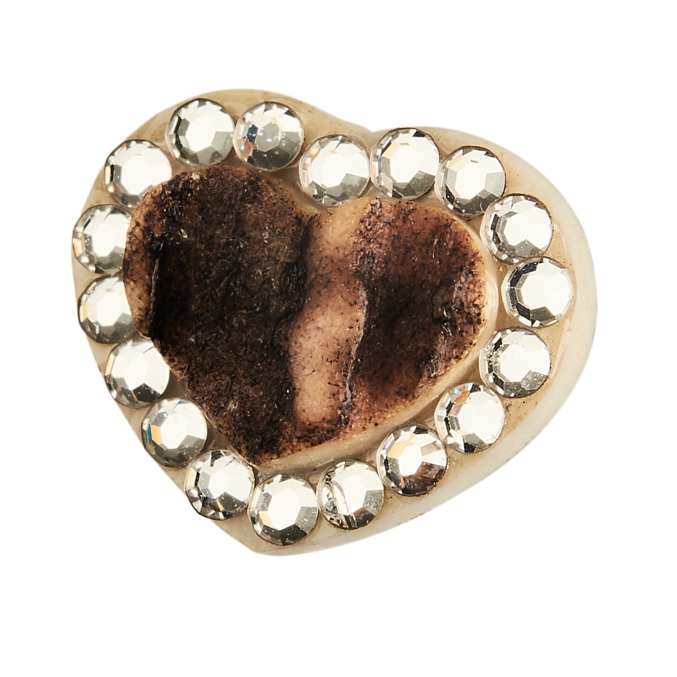 Set loveckých šperků z paroží TETRAO ve zlaté barvě - náhrdelník + náušnice srdíčko