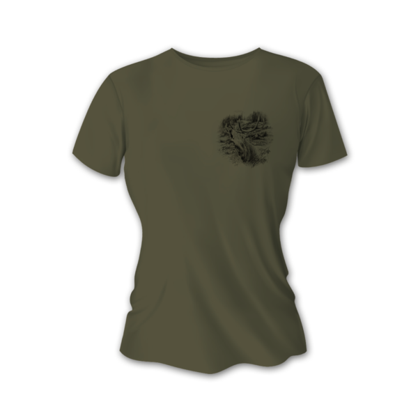 Dámské lovecké tričko TETRAO jelen malý - zelené