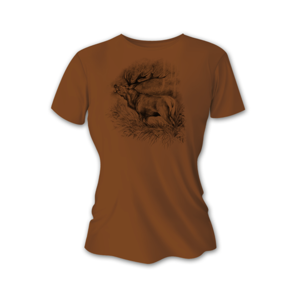 Dámské lovecké tričko TETRAO jelen velký - hnědé