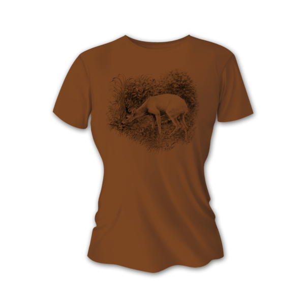 Dámské lovecké tričko TETRAO srnec velký - hnědé