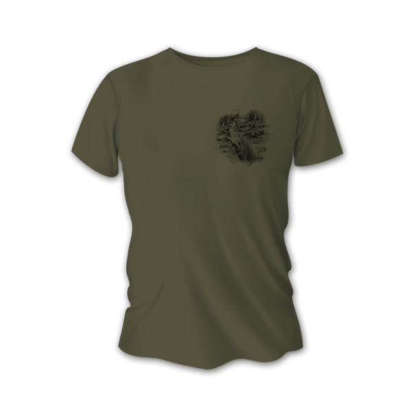 Pánské lovecké tričko TETRAO jelen malý - zelené