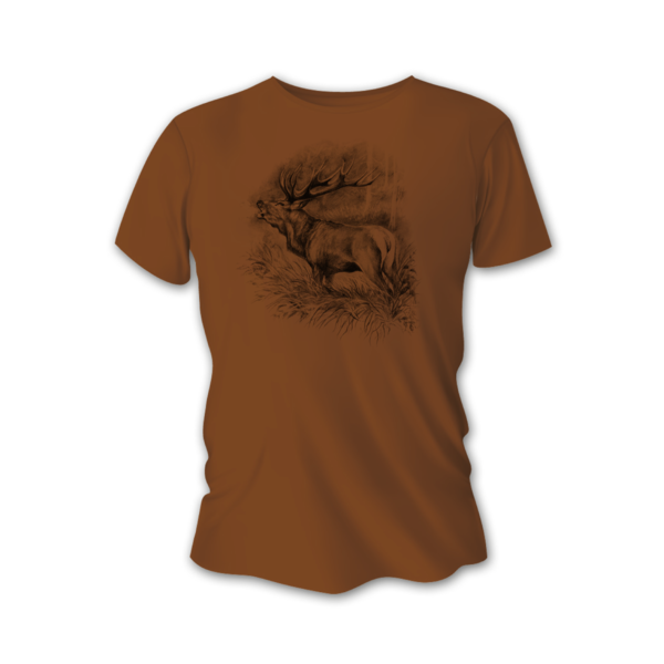 Pánské lovecké tričko TETRAO jelen velký - hnědé