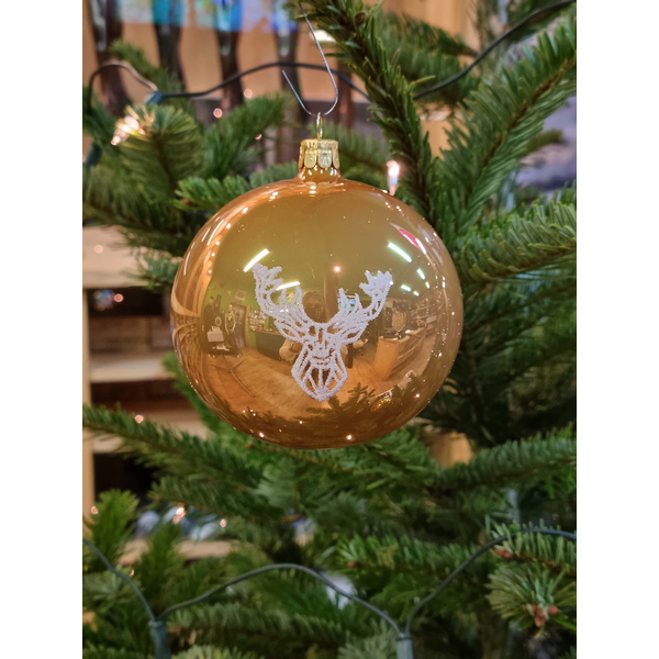 Vánoční koule TETRAO lesklé skořicové - jelen 6 ks