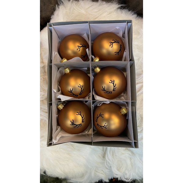 Vánoční koule TETRAO matná hnědá - parohy 6 ks 2