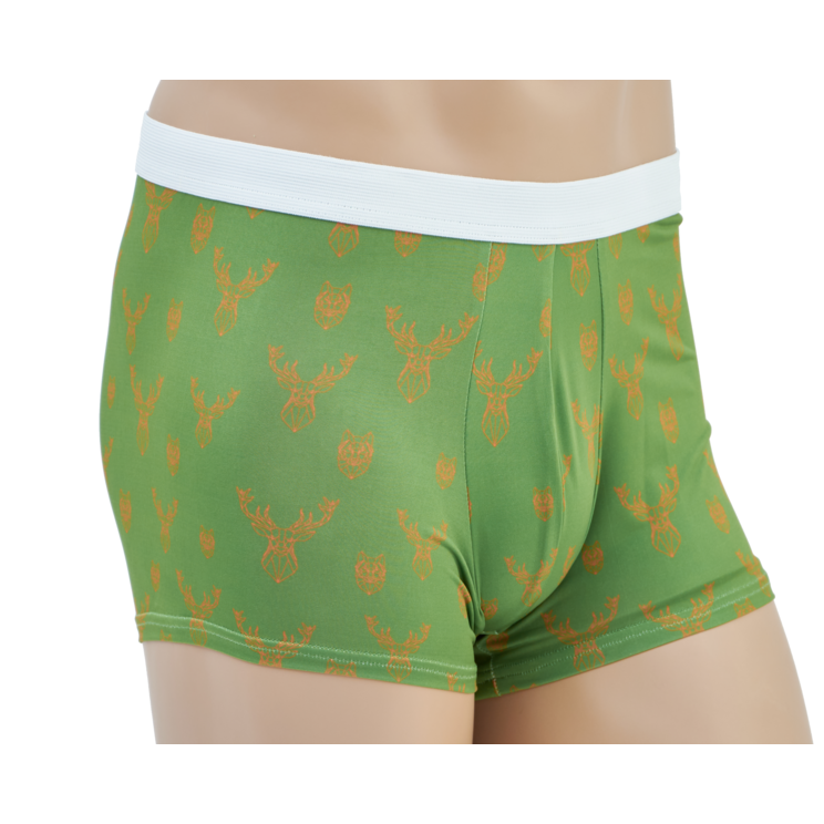 Pánské boxerky TETRAO s mysliveckým motivem - zelené s jeleny