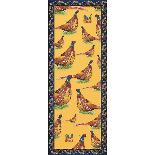 Šátek TETRAO bažanti na oranžovém podkladu s rámem 1