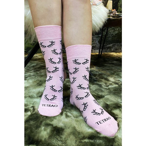 Veselé ponožky TETRAO růžové s parohy 2