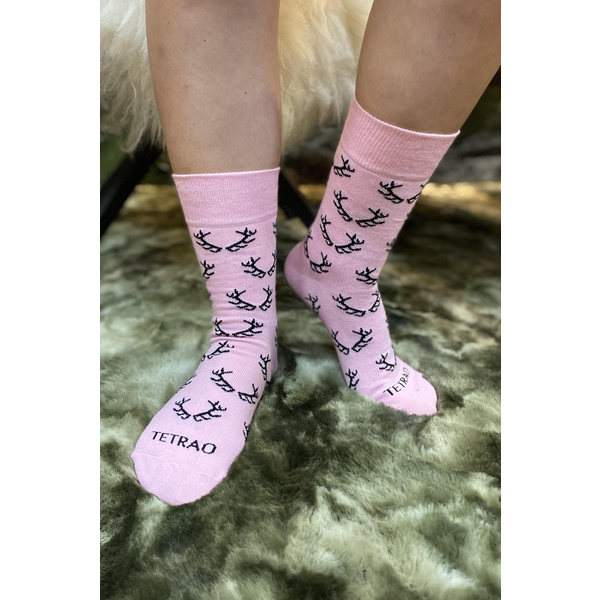 Veselé ponožky TETRAO růžové s parohy 1
