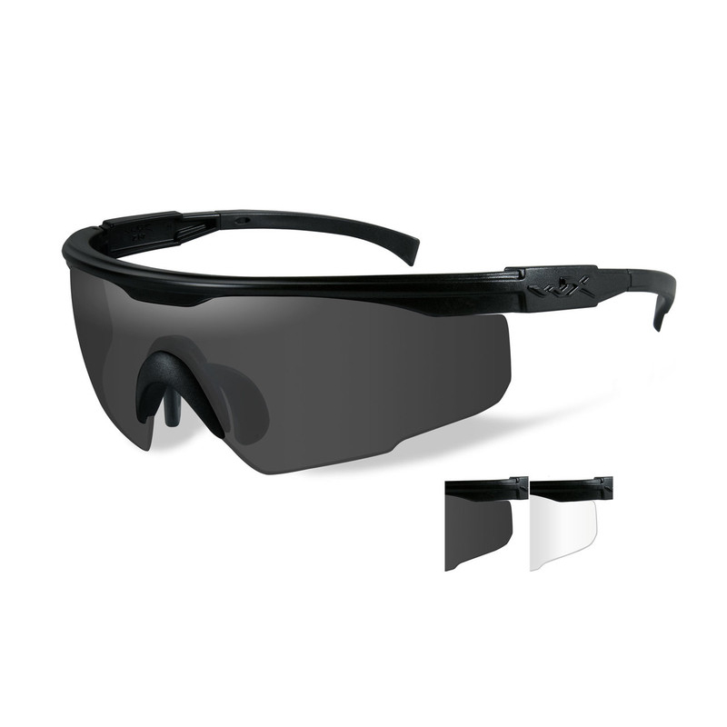 Střelecké brýle Wiley X šedé + čirá skla v matném černém rámu