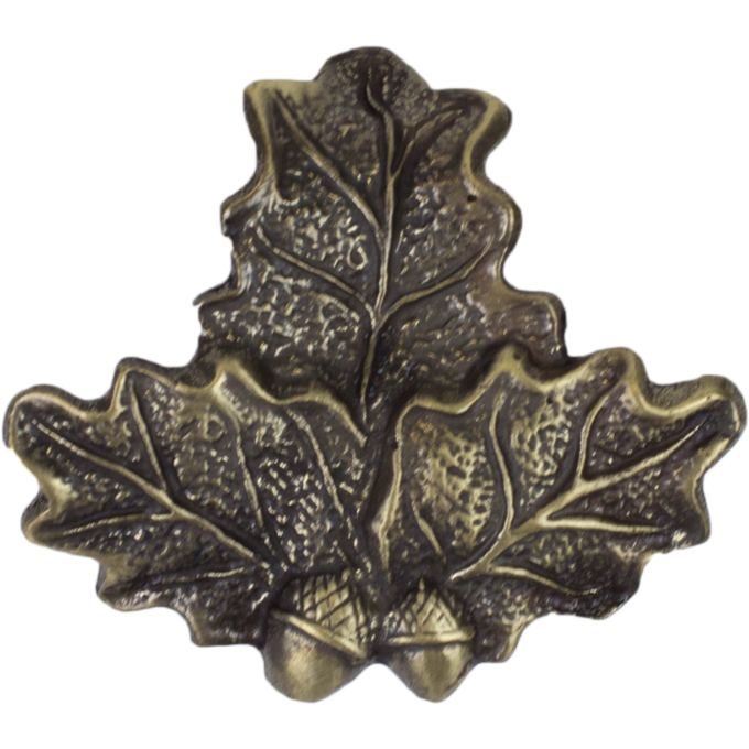 Ozdobné dubové listy pod kančí kly - bronzové barvy