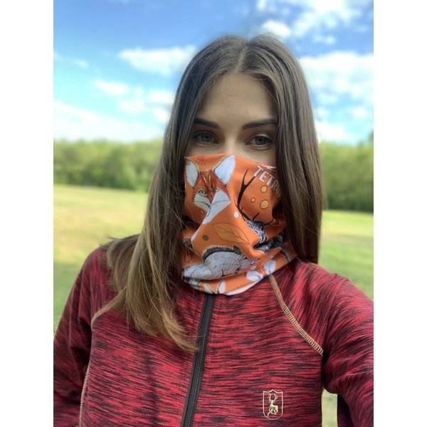 Multifunkční šátek na obličej Bufka TETRAO oranžová liška 1 ks  2