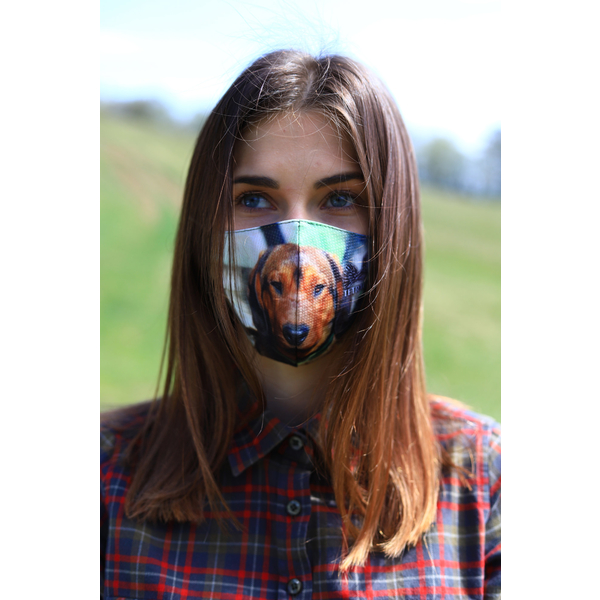 TETRAO bavlněná ochranná maska na obličej - dětské s mysliveckým psem 1 ks
