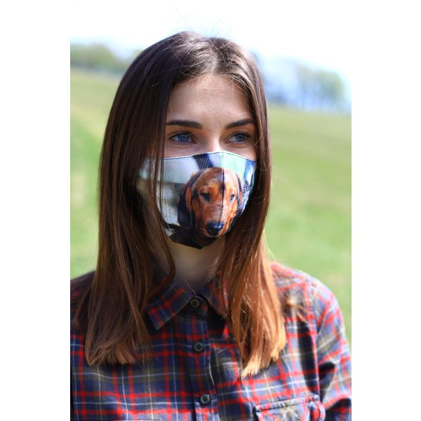 TETRAO bavlněná ochranná maska na obličej - dětské s mysliveckým psem 1 ks 1