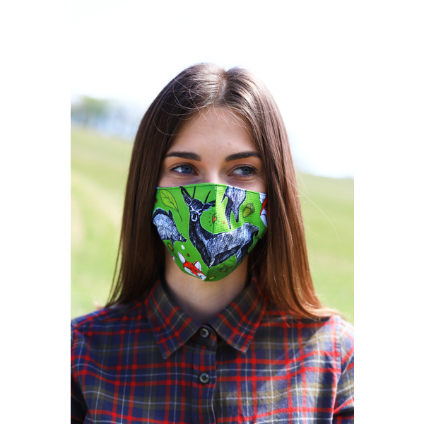 TETRAO bavlněná ochranná maska na obličej - les zelené 1 ks  2