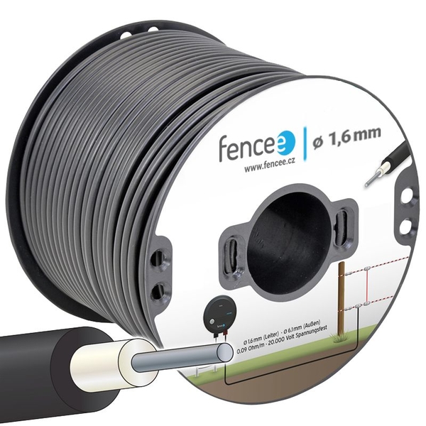 Vysokonapěťový ocelový kabel pro elektrický ohradník Fencee 1,6 mm - 1 m