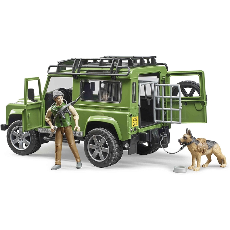 Defender Land Rover Station Wagon s figurkou myslivce a psa BRUDER 1