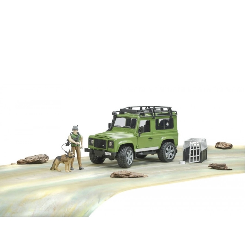 Defender Land Rover Station Wagon s figurkou myslivce a psa BRUDER 5