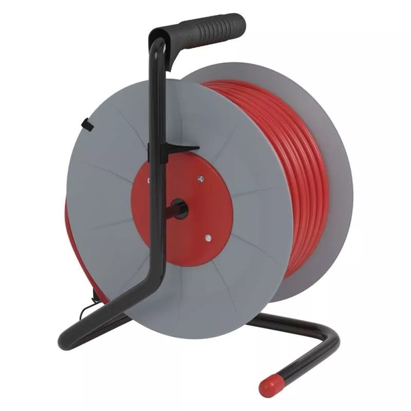 Prodlužovací PVC kabel na bubnu s pohyblivým středem EMOS, 50 m - červený 2