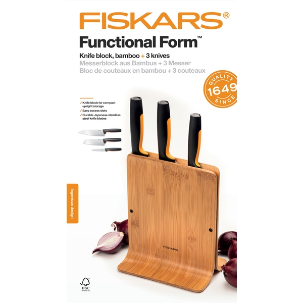 Bambusový blok se 3 noži FISKARS Functional Form 6