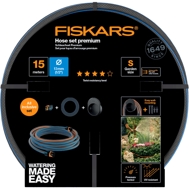 Sada zavlažovací hadice FISKARS Premium 13 mm (1/2") 15 m s držákem na hadice 2