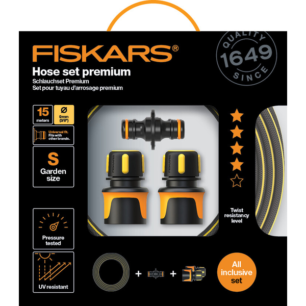 Sada zavlažovací hadice FISKARS Premium 9 mm (3/8") 15 m se spojkami 4