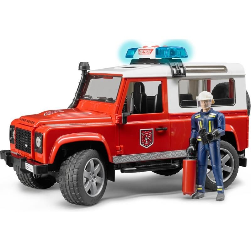 Hasičský Land Rover Defender s figurkou hasiče BRUDER