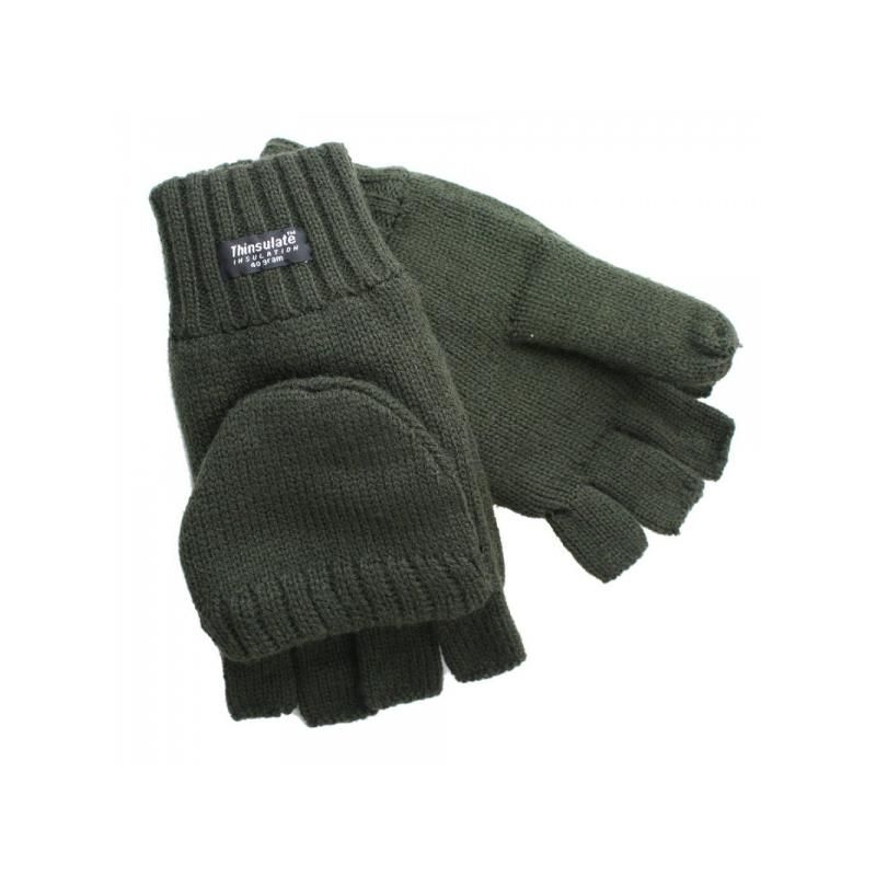 Pletené rukavice bez prstů s klopou