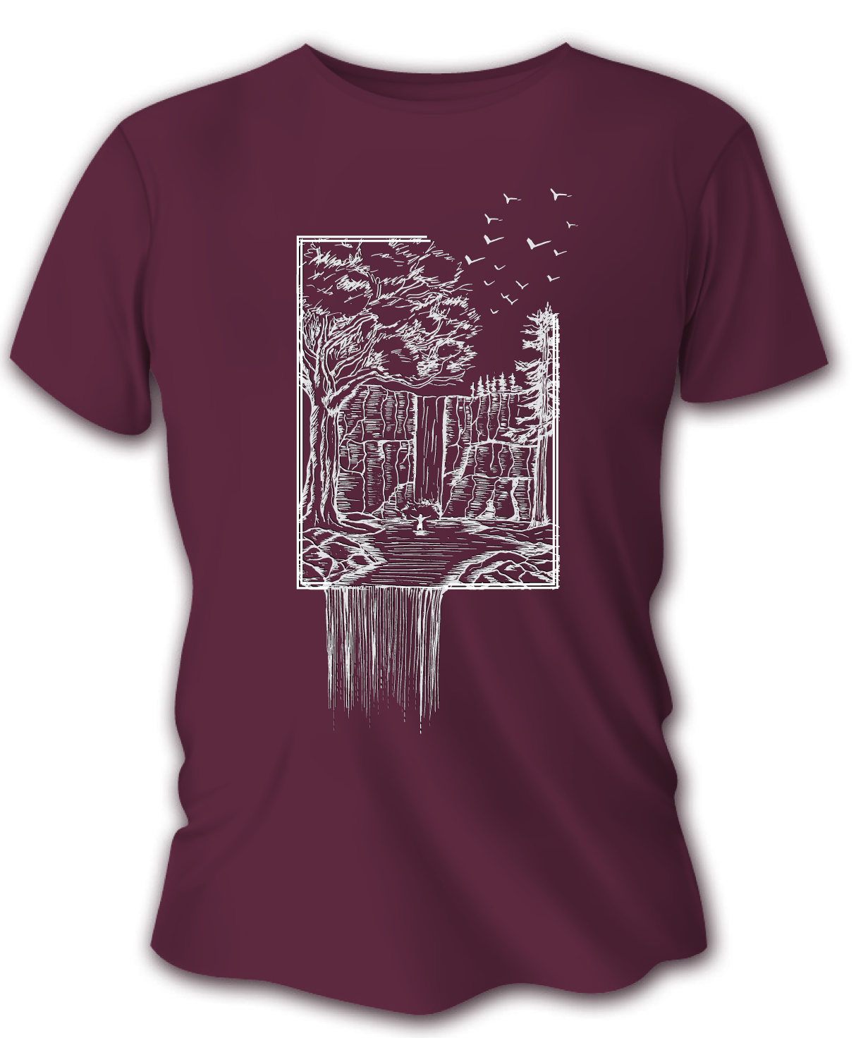 Pánské lovecké tričko TETRAO vodopád - vínově červené M
